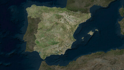 Spain highlighted. High-res satellite map © zelwanka