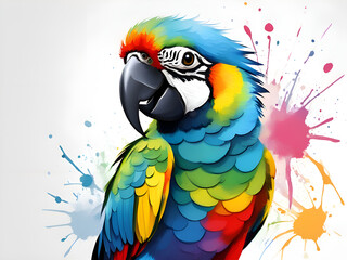 Obraz premium The pattern of a colorful parrot flapping its wings to fly