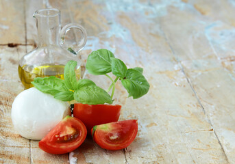 traditional Italian mozzarella cheese with fresh basil
