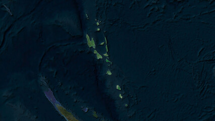 Vanuatu highlighted. High-res satellite map