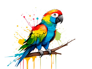 Obraz premium The pattern of a colorful parrot flapping its wings to fly