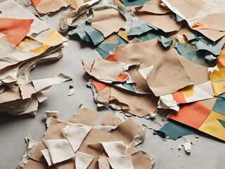 Crumpled Texture. Torn Paper Collage Texture Background and Minimalist Poster Reflecting Grit.
