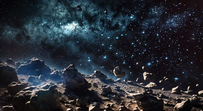 The vastness of space with asteroids
