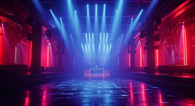 Electrifying Atmosphere At Nightclub Illuminated By Dynamic Blue Lighting Effects