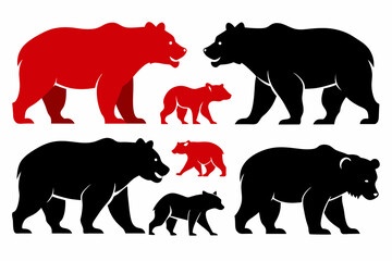 Various bear silhouettes vector illustration