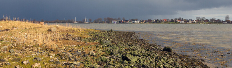 Panorama Blick auf den Fischerort Maasholm an der Schlei bei Kappeln.