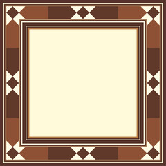 Beautifully Detailed Oriental Marquetry Seamless Decorative Patterns Borders Square Frame Five