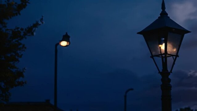 street lights with beautiful nighttime background