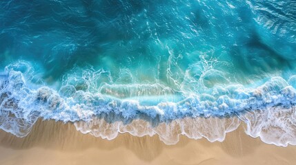 Obraz premium Coast as a background from top view. Turquoise water background from top view. Summer seascape from air. Travel - image