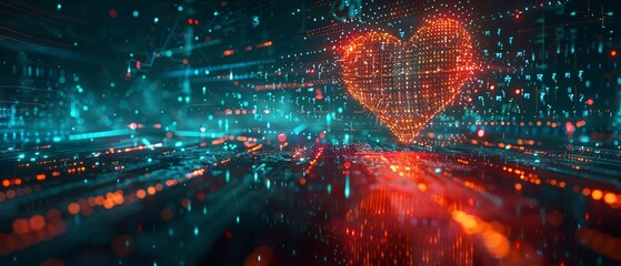 Financial data streams form a 3D pulsating heart, symbolizing the lifeblood of the economy