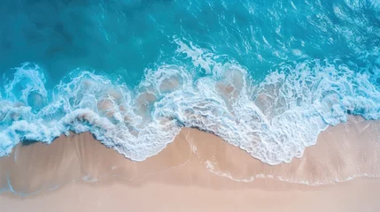 Stoff pro Meter Coast as a background from top view. Turquoise water background from top view. Summer seascape from air. Travel - image © millenius