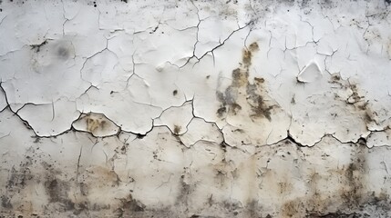 Cracked white concrete wall texture background