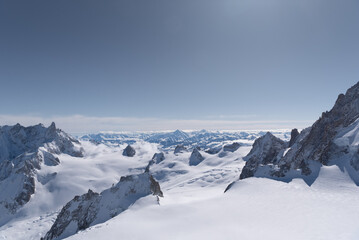Scenic view from the Vallee Blanche towards the Swiss Alps