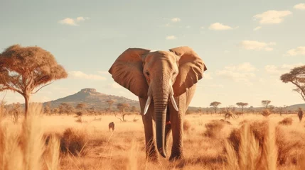 Foto op Aluminium Elephant in the African savanna © Molostock