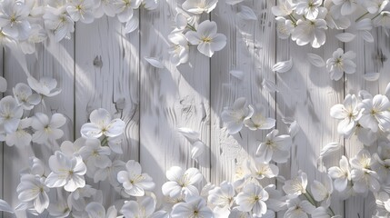 Beautiful flowers on wooden background, Spring flowers, generative ai