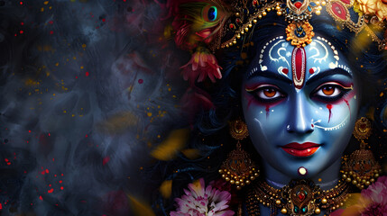 Head shot of Hindu Kali goddess statue