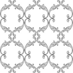 Floral pattern in baroque style. Decorative curling plant. - 768914184