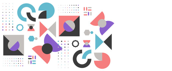 Colorful vector modern and simple abstract geometric memphis banner. For banner, background, cover, poster, wallpaper, presentation background, certificate