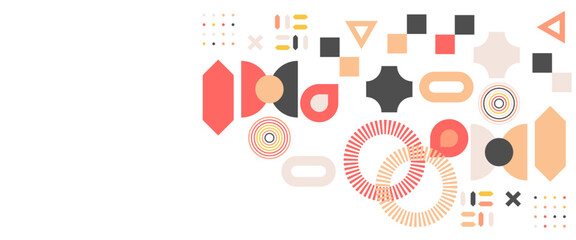 Colorful vector modern minimalist and simple abstract banner with memphis geometric style. For presentation background, banner, background, poster, certificate, annual report, cover