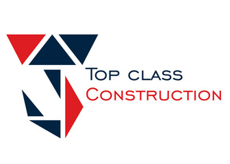 Logo made of triangular geometric shapes in red and dark blue color components of a cargo construction lifting hook - obrazy, fototapety, plakaty