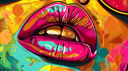 sexy lips in pop art style