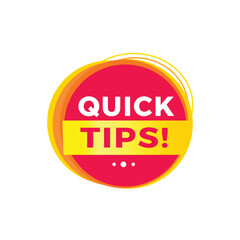 Quick tips red label icon for announcement, advertising, vector. Flat design template for banner.