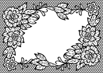 Lace background with flowers. Embroidery handmade decoration. - 768917105