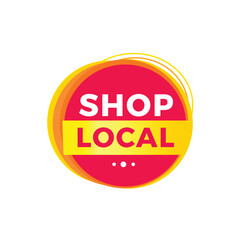 Shop local red label icon for announcement, advertising, vector. Flat design template for banner.