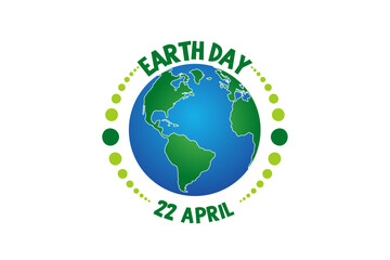 Earth day 22 april with globe map