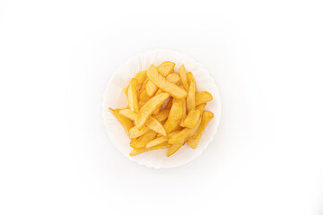 french fries on white background