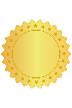 Smooth edge golden color stamp with circle star image. vector design element in gold blank seal