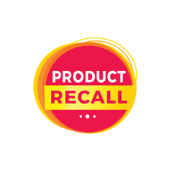 Product recall red label icon for announcement, advertising, vector. Flat design template for banner.