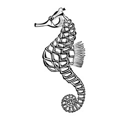 Sea ​​Horse isolated on white. Modern creative line art graphics.Vector illustration. - 768918749