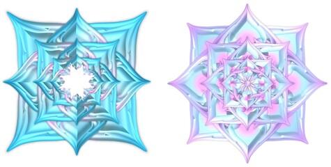 3d shiny blue and light blue, purple, pink shine square pattern like star