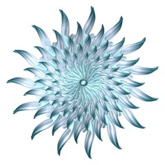 Fototapeta na wymiar 3d shiny blue and ocean color floral petal swirl