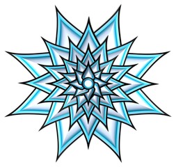 3d silver shiny skyblue outlined star