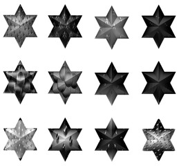 greyscale 3d shiny stars stickers