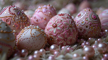 Obraz na płótnie Canvas beautifully decorated Easter eggs