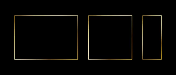 Foto op Aluminium Set of golden thin frames. Gold geometric borders in art deco style. Thin linear square and rectangle collection. Yellow glowing shiny boarder element pack. Vector bundle for photo, cadre, decor © vika_k