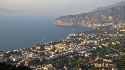 Obraz premium Aerial View of Sorrento Town Italy Summer Evening Travel