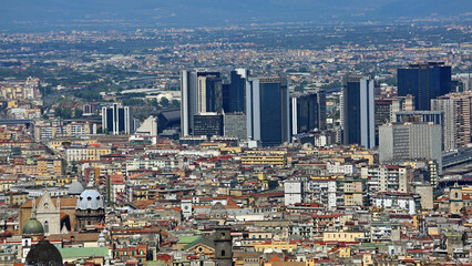 Office Skyscrapers in Naples Campania Italy Cityscape View Summer Day