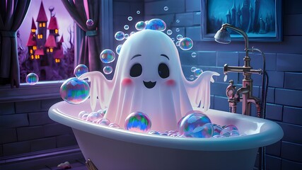 a captivating high definition image of a cute ghost