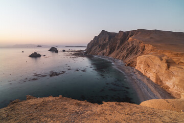 sunset on the sea at the coast in Peru