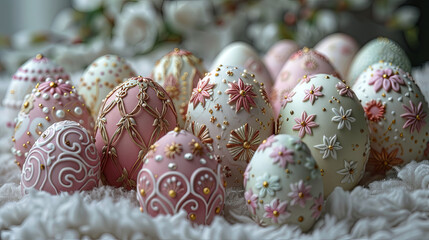 Fototapeta na wymiar beautifully decorated Easter eggs