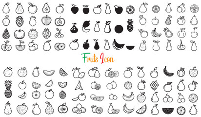 All kinds of green fruit icon collection set. fruits vector icon set.