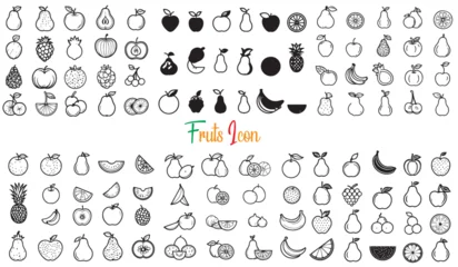 Fotobehang All kinds of green fruit icon collection set. fruits vector icon set. © Nafi