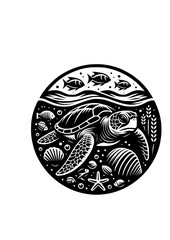 Sea Turtle SVG, Sea Turtle Clipart, Beach SVG, Ocean Turtle SVG, Wave SVG, Printable, Cut Files, Cricut