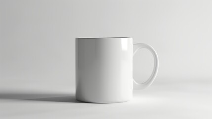 Obraz premium A photograph of a plain white coffee mug on a white background. Generated by artificial intelligence.