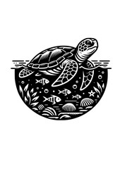 Swimming Turtle Svg, Turtle Svg, Sea Turtle Svg, Turtle Silhouette, Turtle Clipart, Turtle Cutfile for Cricut, Sea Creatures Svg, Cute Turtle Svg, Fish Svg, Shells Svg