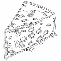 Piece of cheese drawing doodle food design.